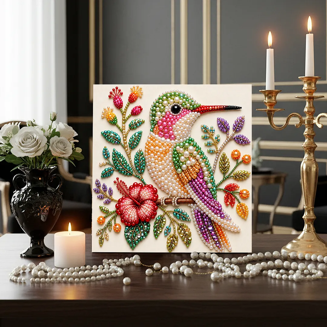 Framed Pearl Painting Kit Hummingbird 7.87x7.87in