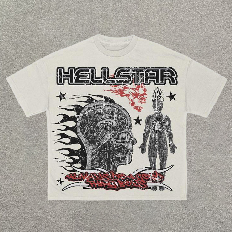 Vintage Hellstar Skull Graphic 100% Cotton Short Sleeve T-Shirt
