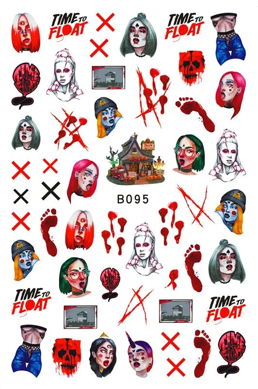 Happy Halloween Nail Sticker Manicure Self Adhesive Skull Toe Stickers Design Nail Art Decals for DIY Decor Wraps Witch Decals