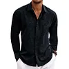 Camicia da uomo a maniche lunghe in cotone e lino con revers