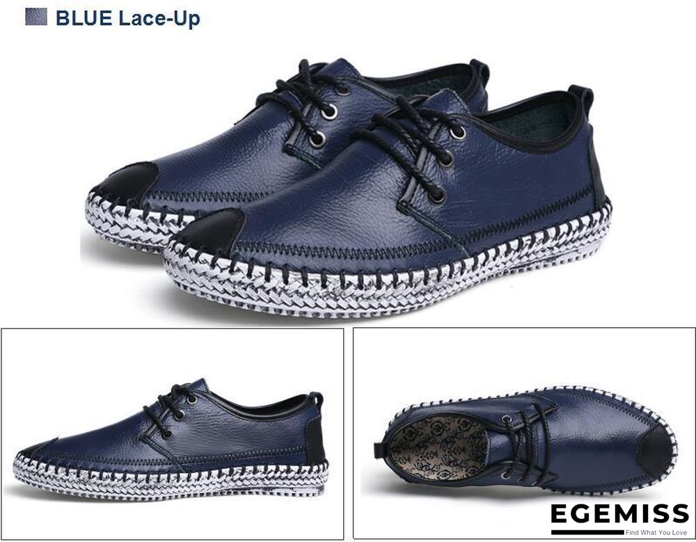 Men Breathable Comfortable Split Leather Men Loafers Flats Casual Shoes | EGEMISS
