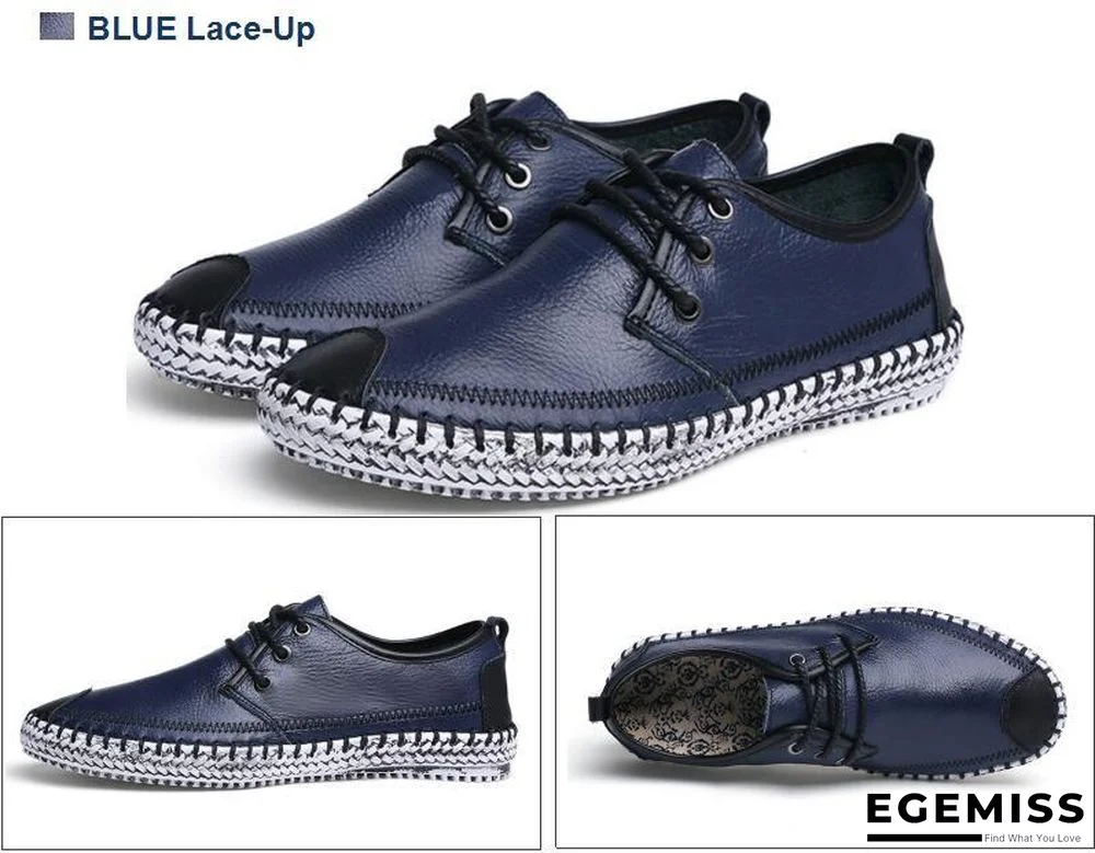 Men Breathable Comfortable Split Leather Men Loafers Flats Casual Shoes | EGEMISS