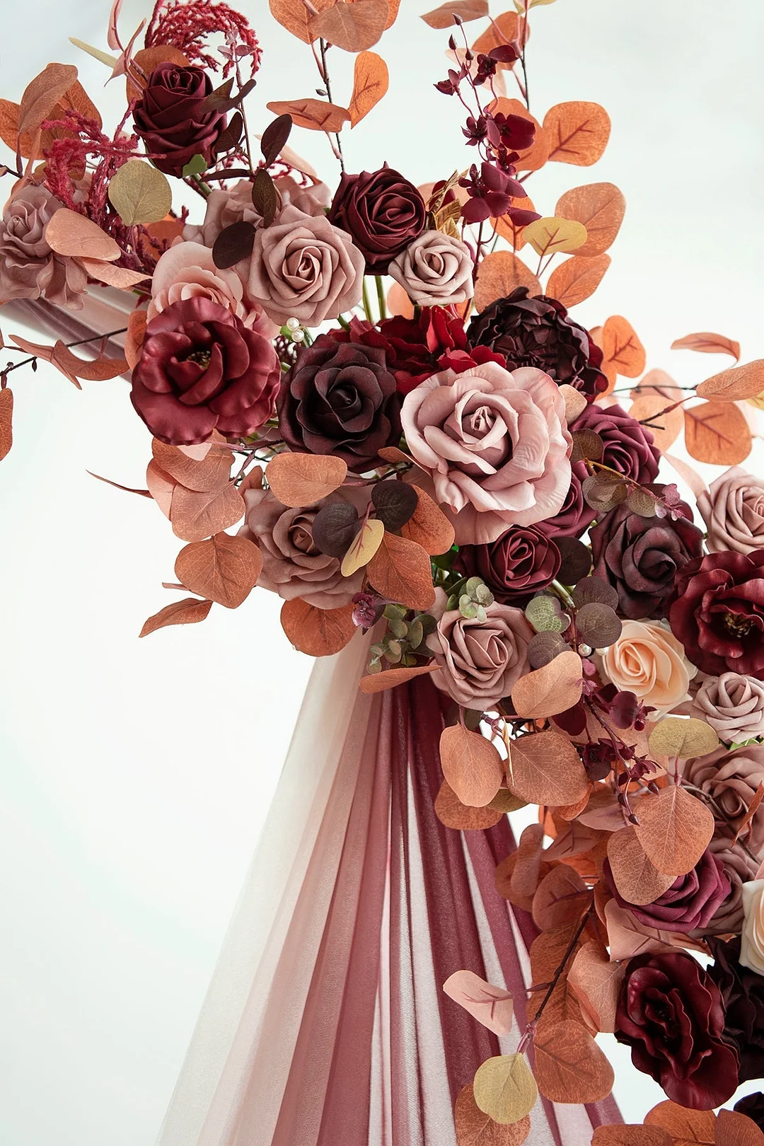 Free-Combined Flat Arch Flower Decor in Burgundy & Dusty Rose