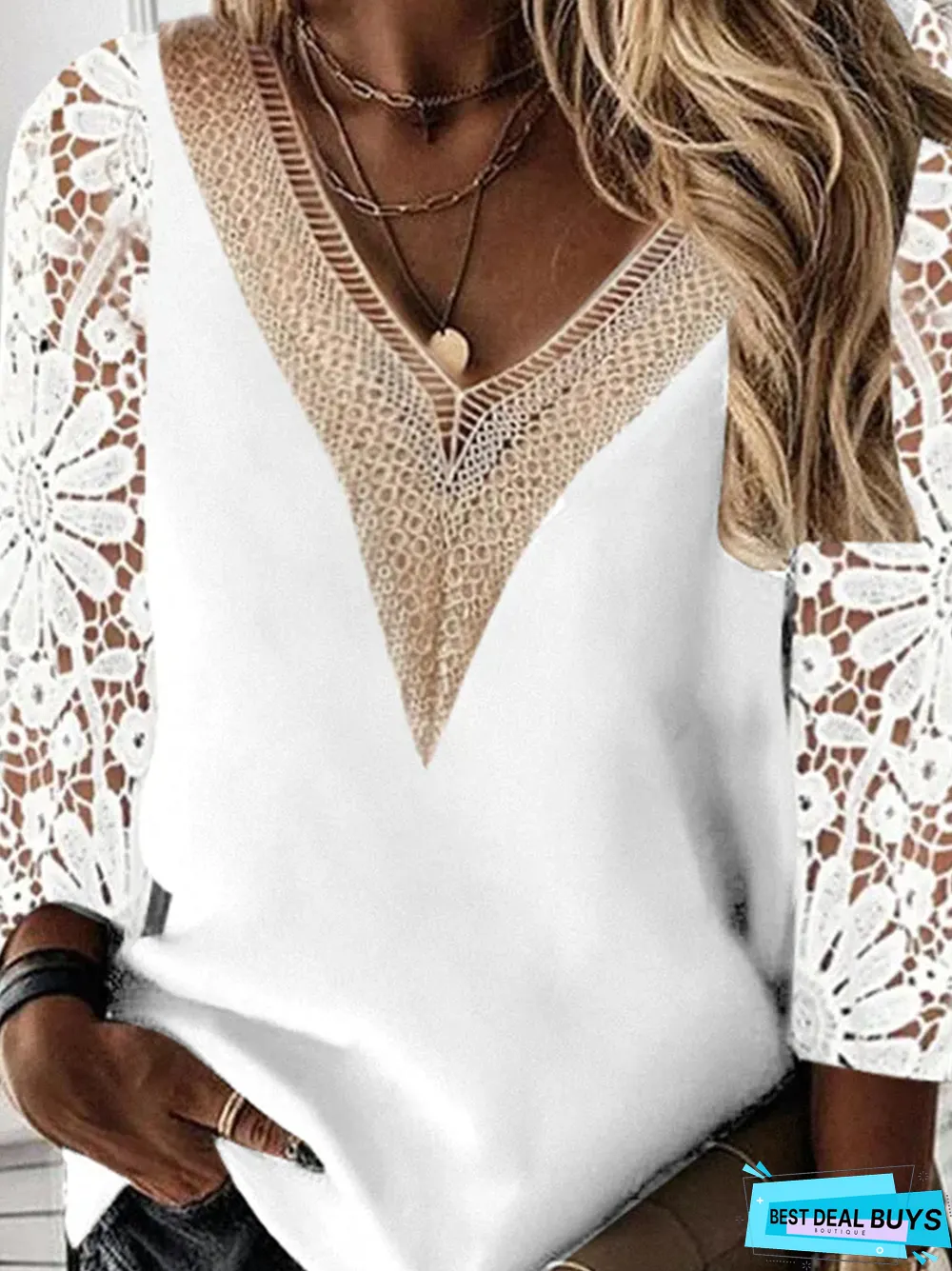 V Neck Plain Casual Top