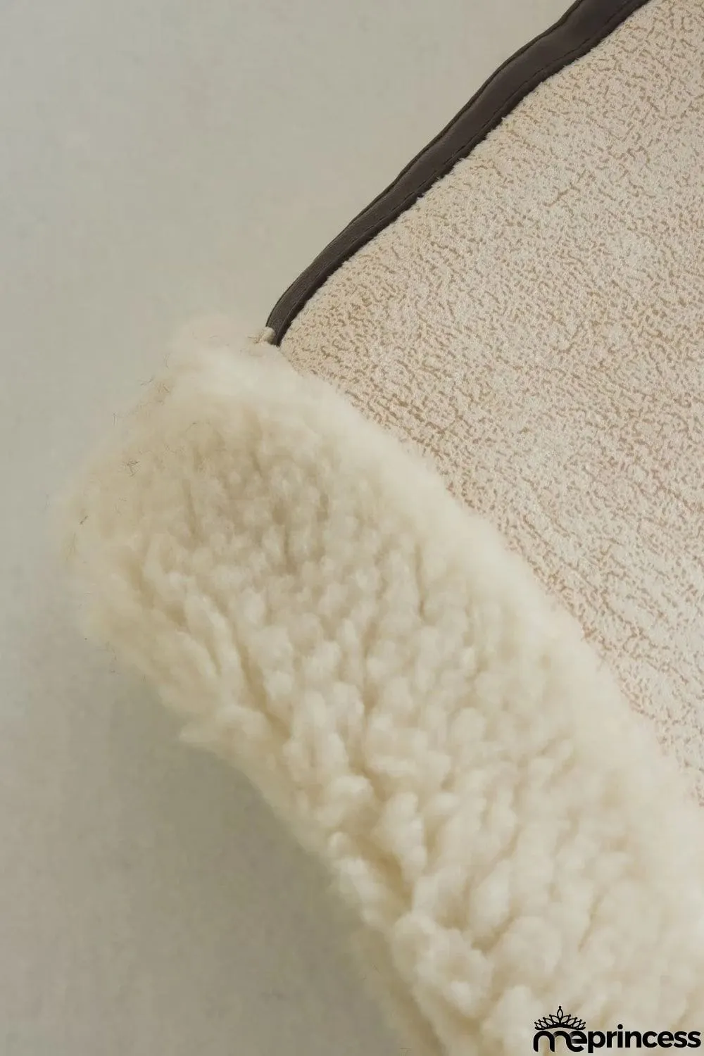 Collared Zip-Up Suede Sherpa Vest