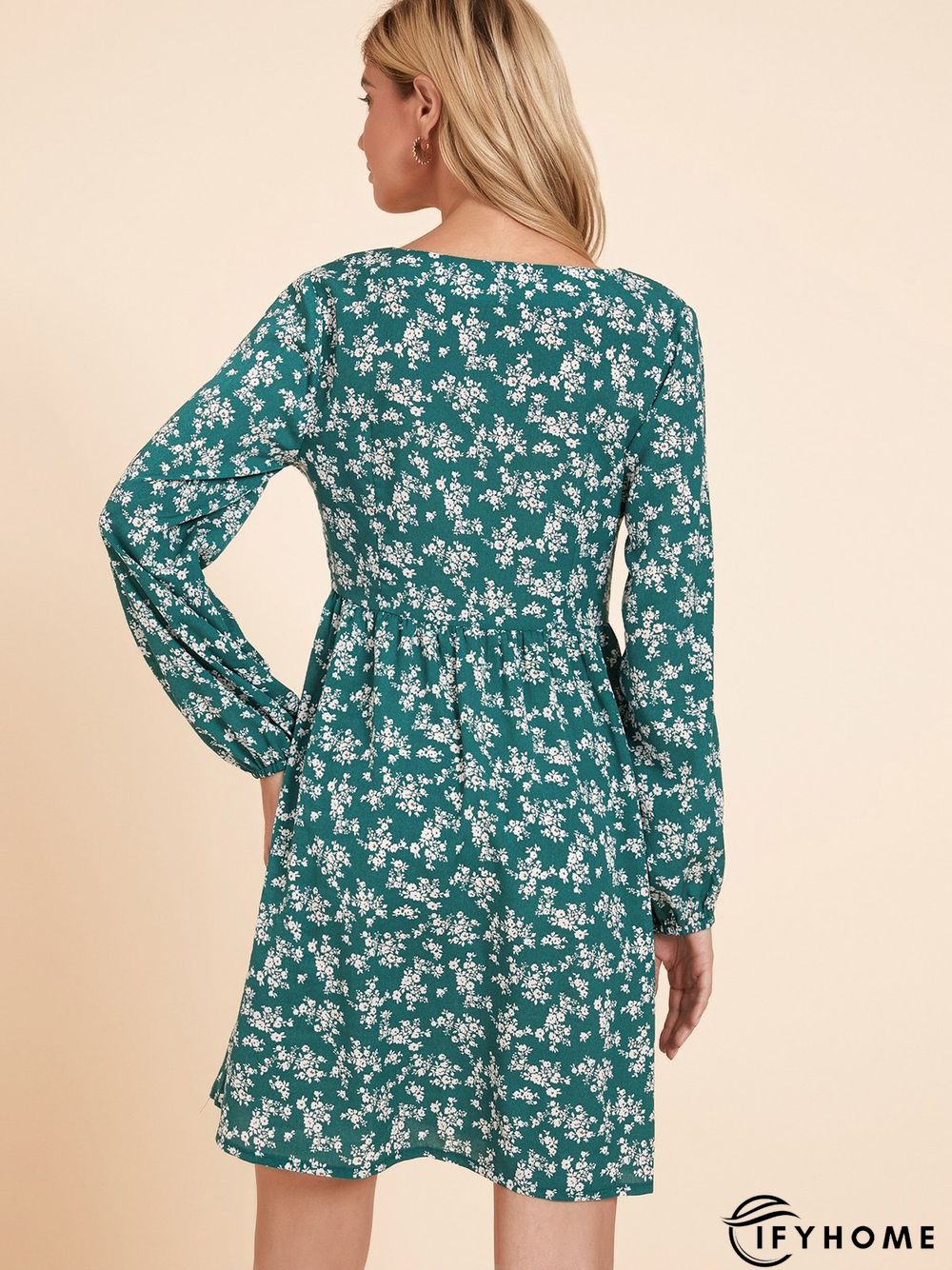 Green Floral Holiday Weaving Dress | IFYHOME