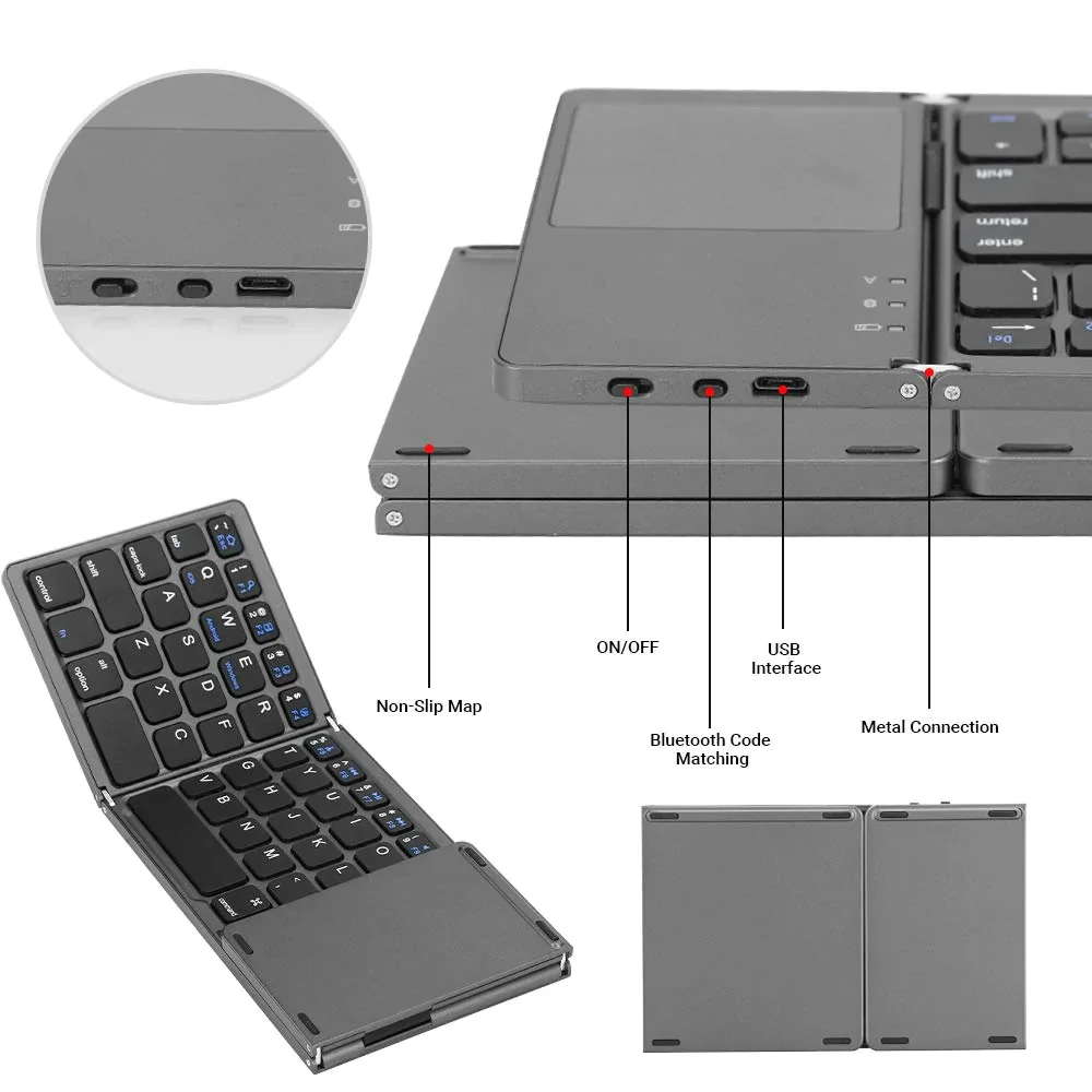 Folding Touch Bluetooth Keyboard