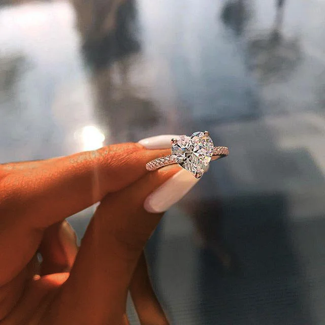 Inlaid Heart-shaped Ring-VESSFUL