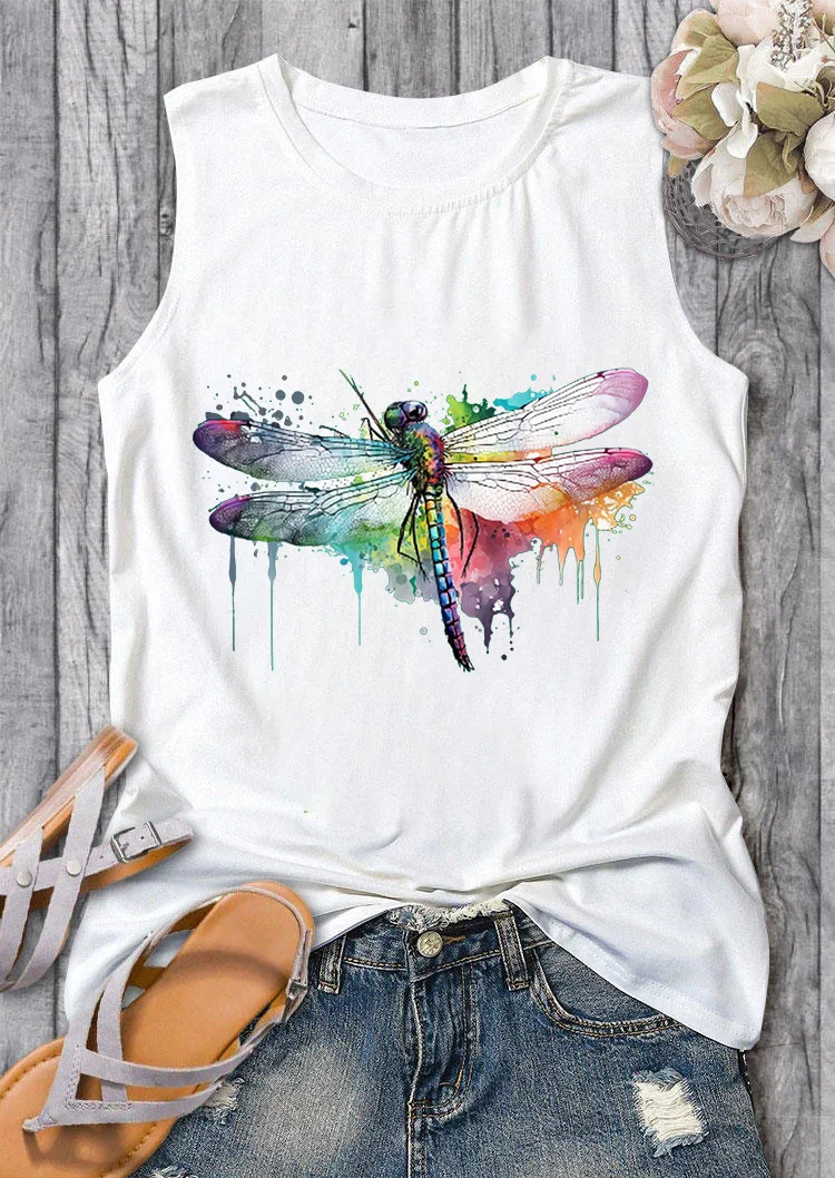 Watercolor Dragonfly Printed Women's Vest