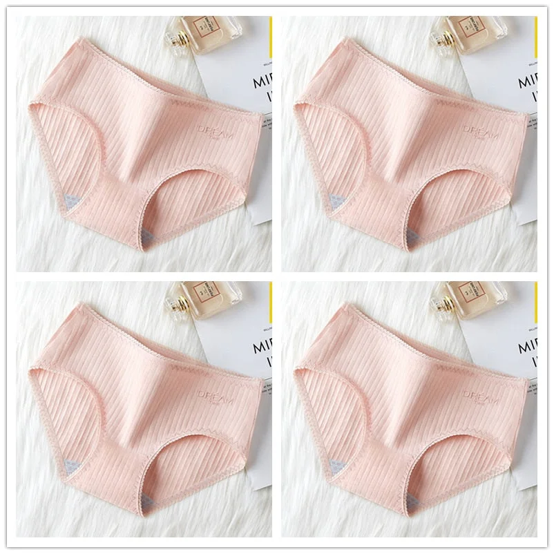 4Pcs Underwear Women Cotton Panties Sexy Brief Lace Underpants Cute Briefs Girls Ladies Lingerie Erotic Knickers Female 2021