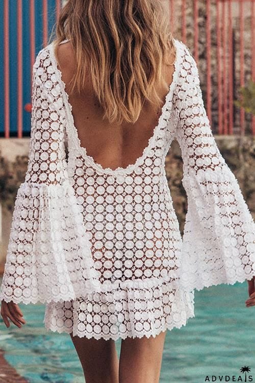 Hollow Flares Sleeve Cover Dress