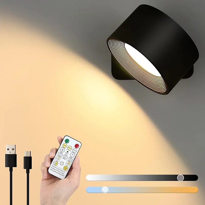 Lyridz Rechargeable LED Wall Sconce - Dual-Side Lights With Remote, 5000mAh Battery, 2 Pack
