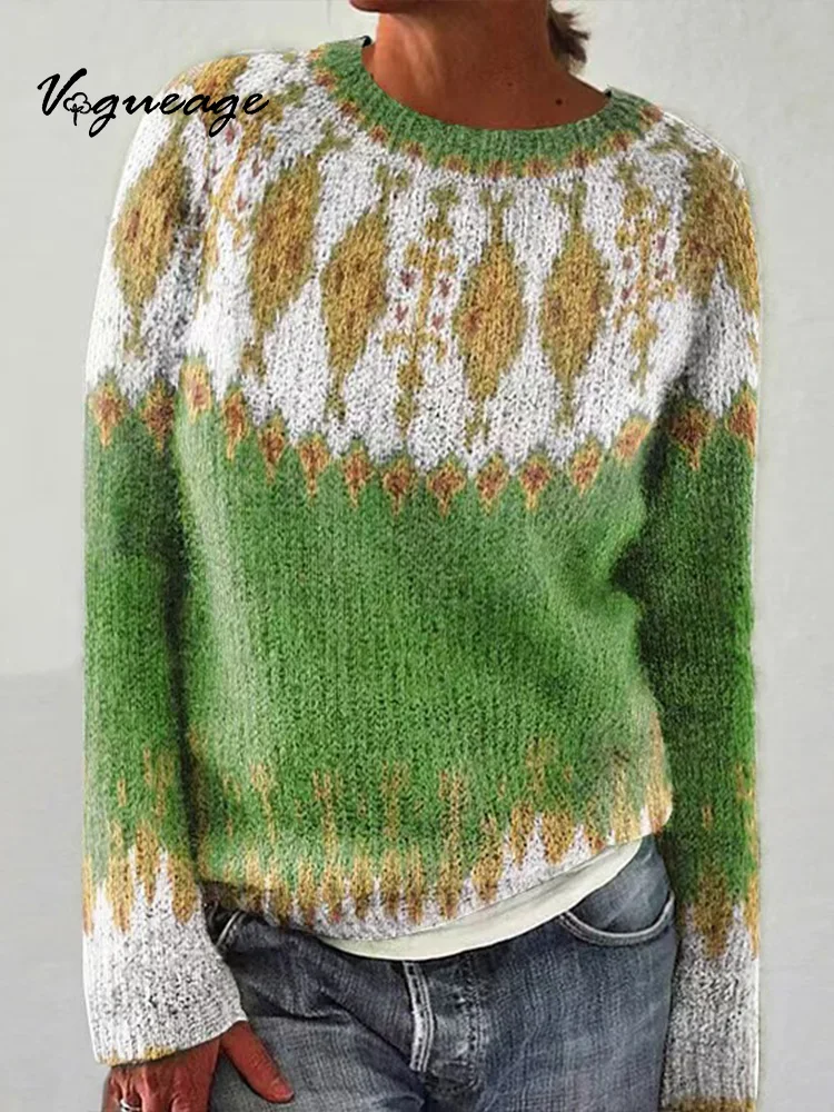 Fashionable Pattern Loose Fashion Pullover Knitted Sweater