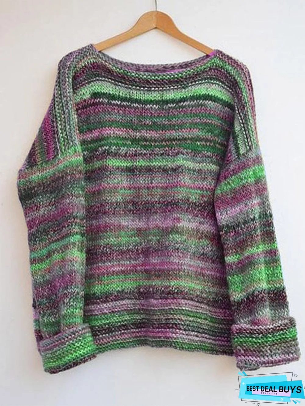 Long Sleeve Casual Shift Color-Block Sweater