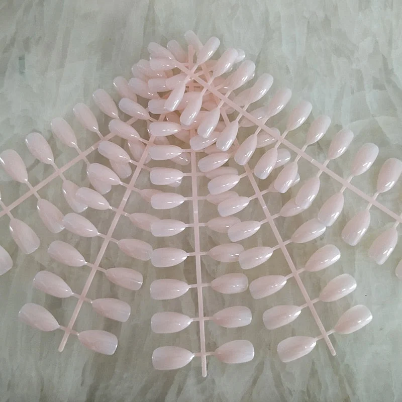 18 Colors Full Cover Stiletto Fake Nails Short Sharp Pointed False Nail Art Tips Acrylic Almond Nails Press On Nail Art Designs-Nail Inspo