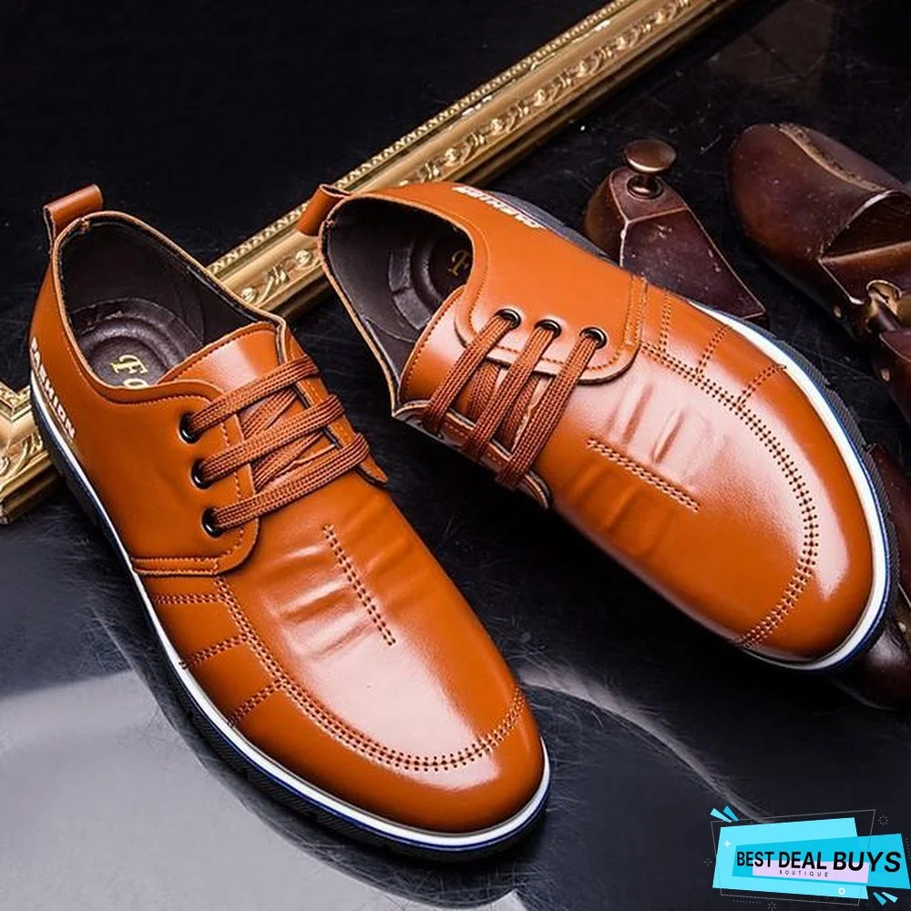 Men's Derby Shoes Fall / Winter Casual Daily Oxfords Microfiber Non-Slipping Wear Proof Blue / Brown / Black Slogan