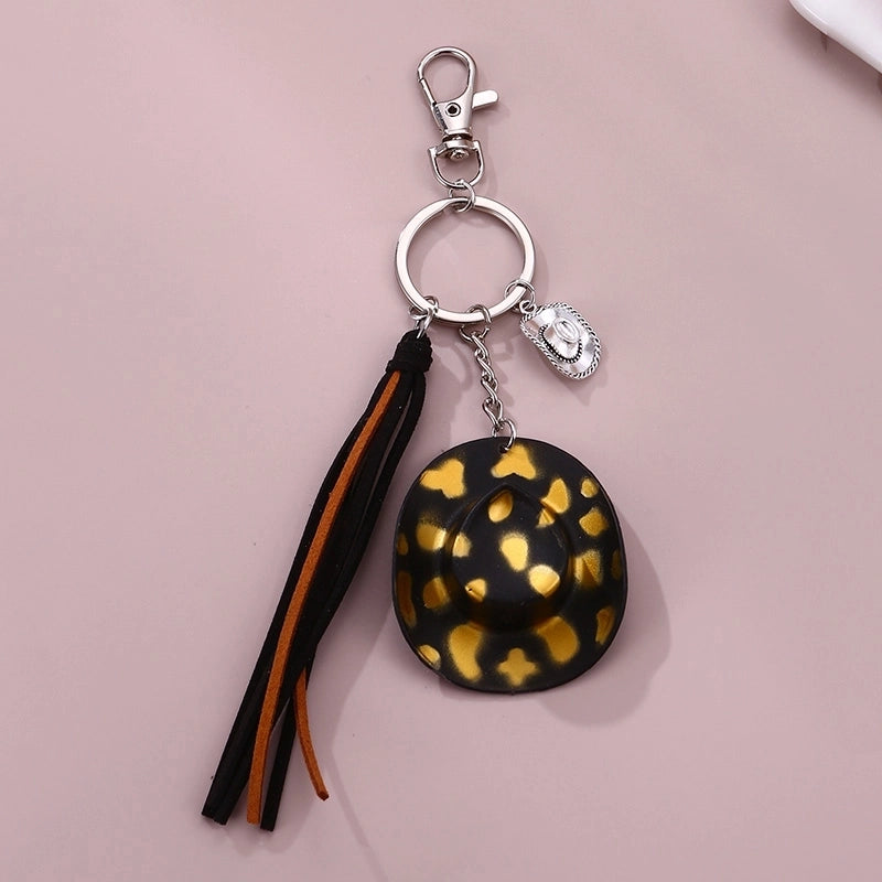 Casual Preppy Style Minimalist Hat Alloy Plastic Tassel Bag Pendant Keychain