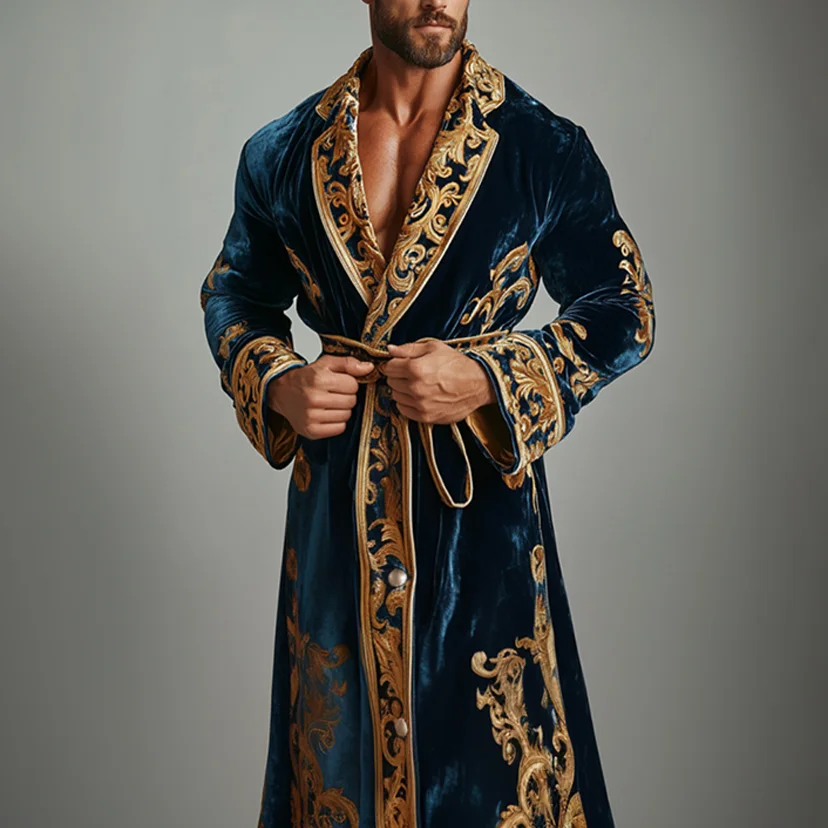 Men's Flannel Baroque Court Style Robe Pajamas-inspireuse