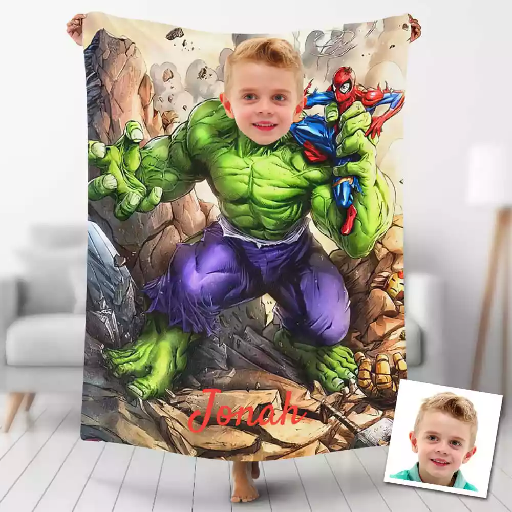 Custom Blankets Personalized Photo Angry Hulk Blanket