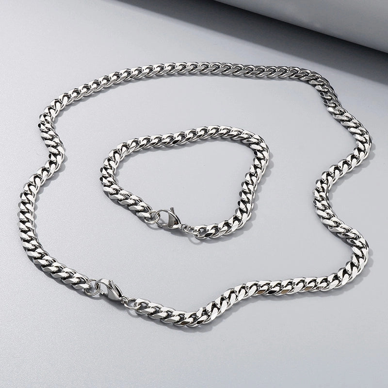 Hiphop Hip Hop Men & Women Trendy Stainless Steel Six-Sided Grinding Necklace