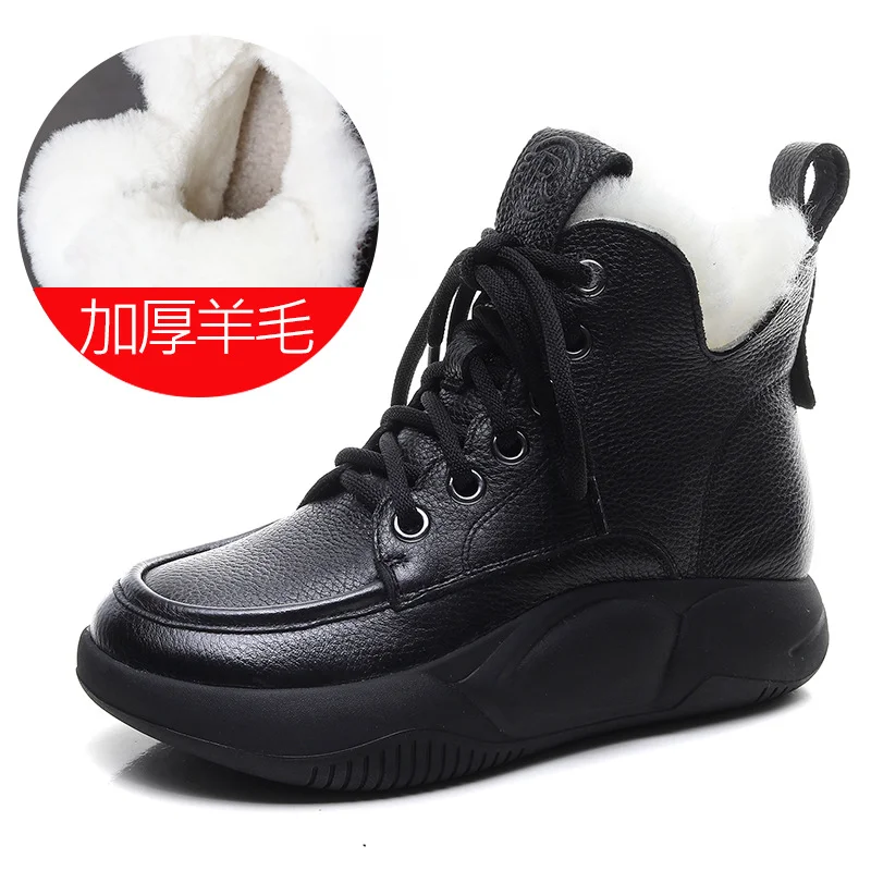 Yyvonne Leather Short Boots Women Winter Flat Bottom With Round Head Real Snow Boots Retro Martin Boots Retro Style