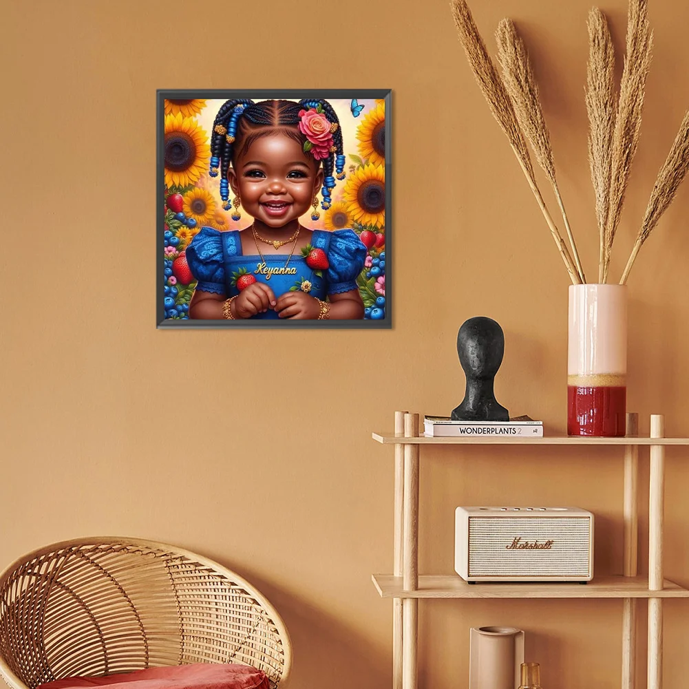 Diamond Painting - Full Round Drill - Black Girl(Canvas|30*30cm)