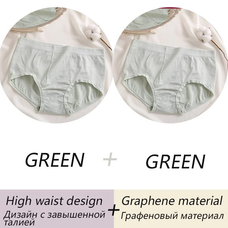 Women's Cotton Panties High Waist Briefs For Woman Graphene Crotch Antibacterial Comfort Underwear Skin-friendly Panty Intimate