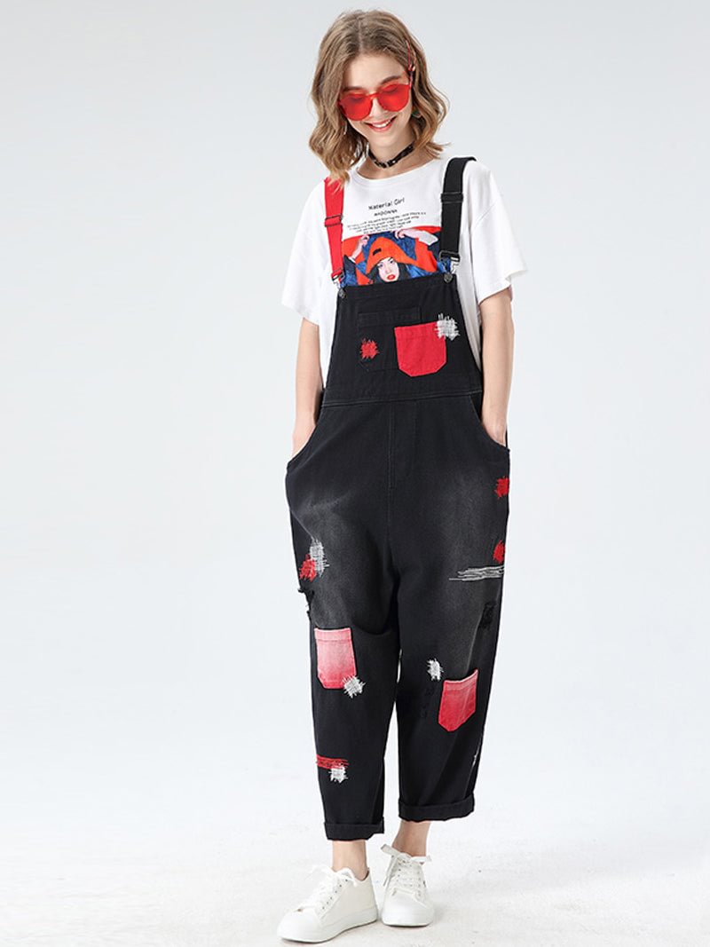 Need You Always Contrast Ripped Overall Dungarees