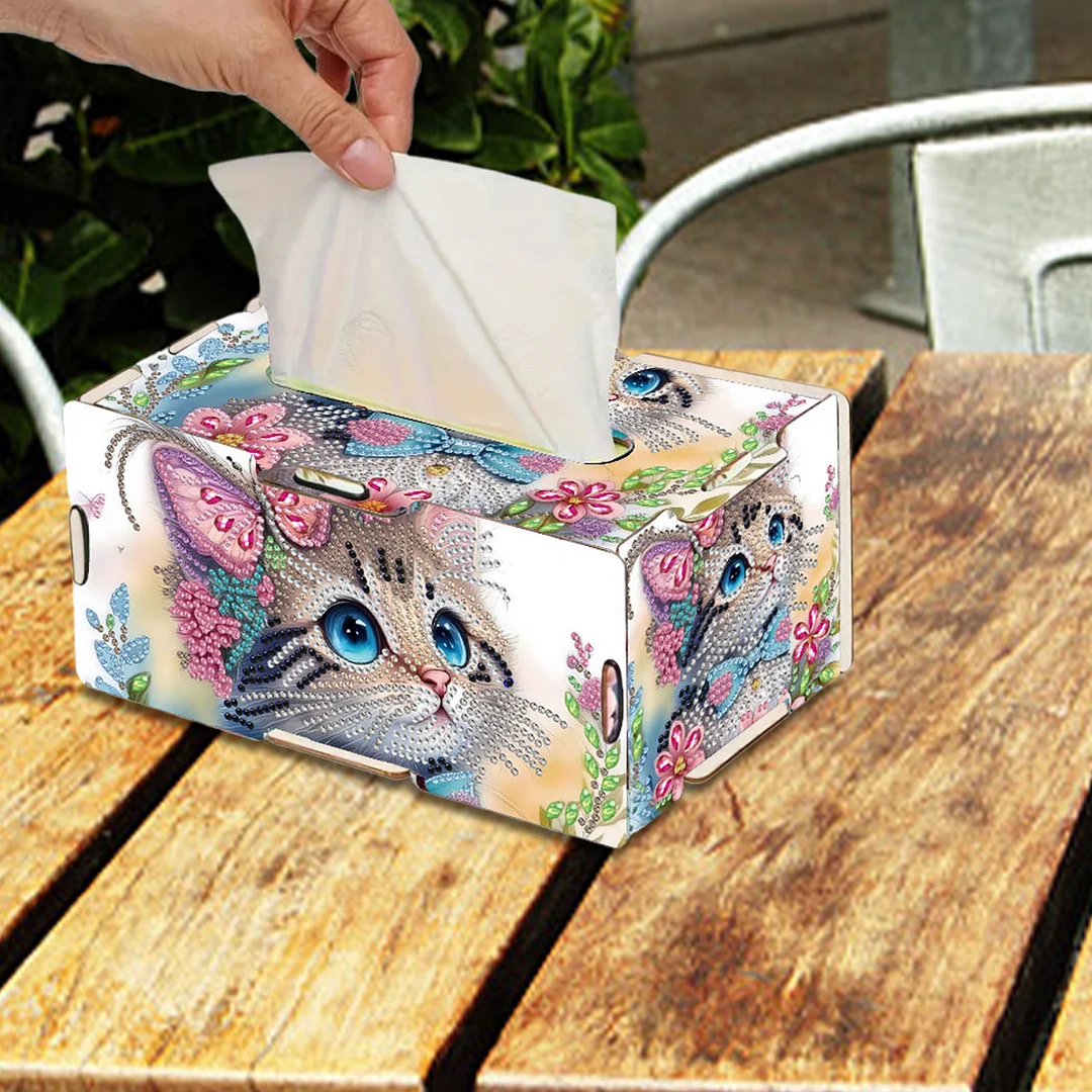 Wooden Diamond Painting Tissue Box for Home and Office Decoration(CZH014)
