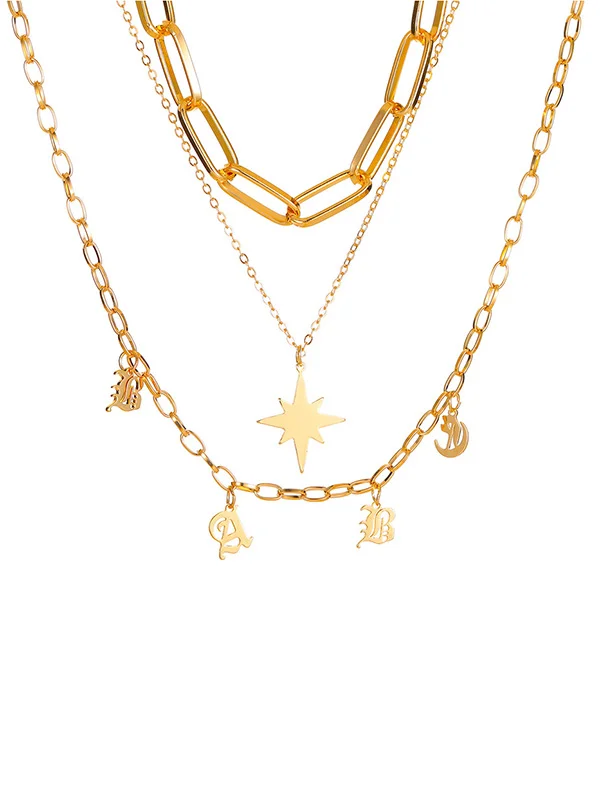 Stylish Letter Pendant Multilayer Necklace