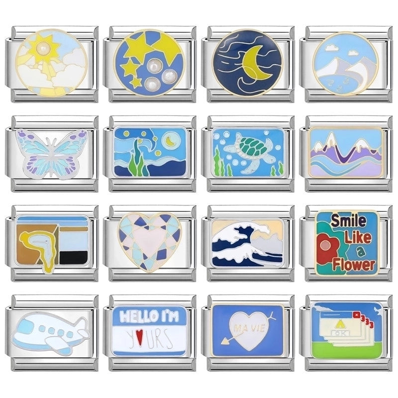 Charms Module Handmade Blue Color Italian Accessories Personalized Creative Stitching Bracelet Vintage Bracelet