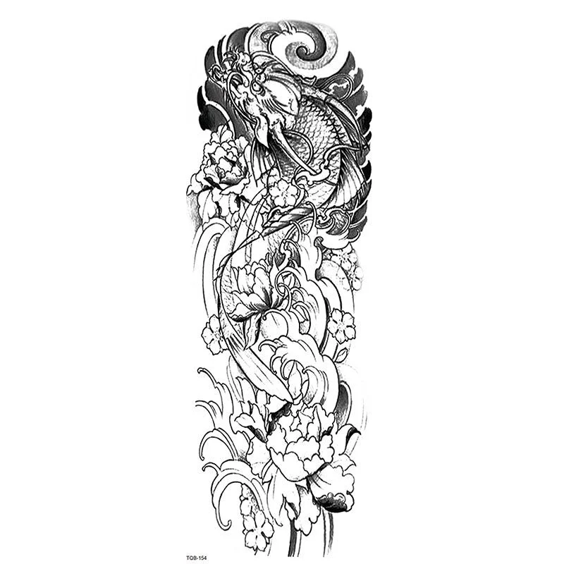 Large Arm Sleeve Tattoo Dragon Tiger Waterproof Temporary Tatoo Sticker Skull Totem Tatto