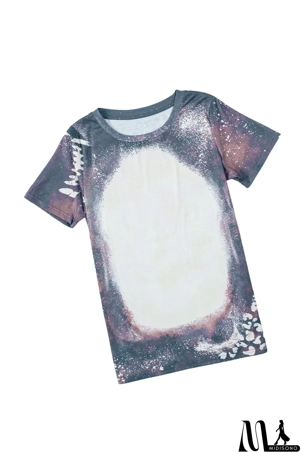 MidiSono - Blank Apparel - Multicolor Crew Neck Bleached Tie-dye Basic Tee