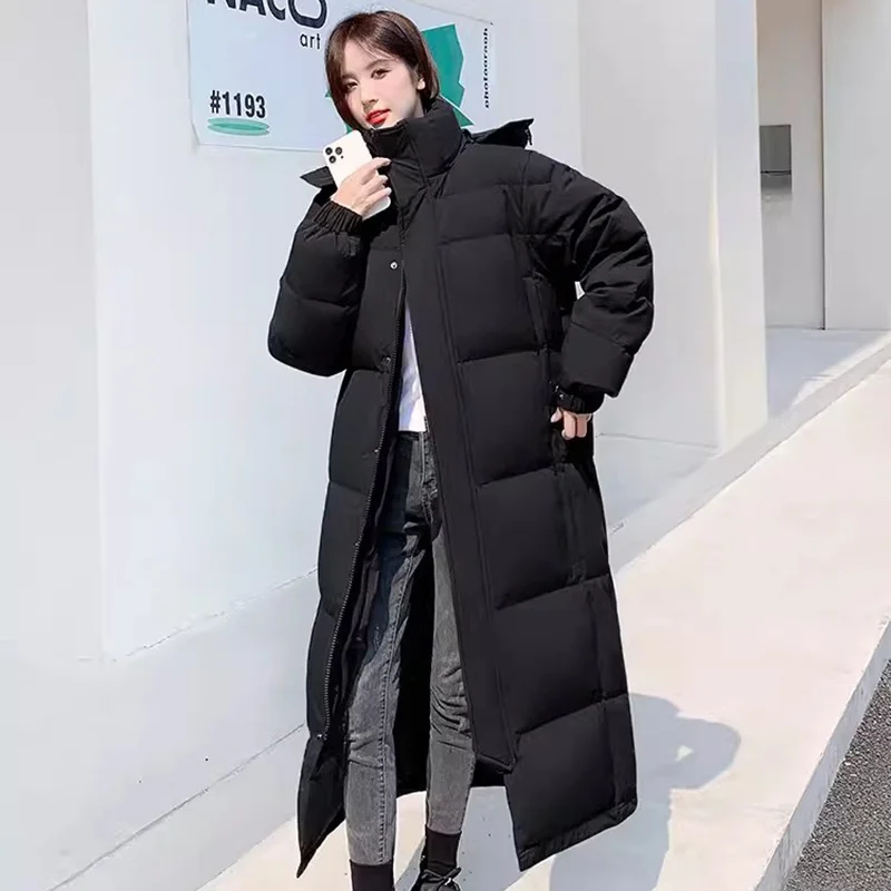 Woherb Chinese Drama Long College Style Down Jacket Female 2024 Winter Fashion Thick Loose Warm White Duck Down Matching Jacket-Outfit Ideas