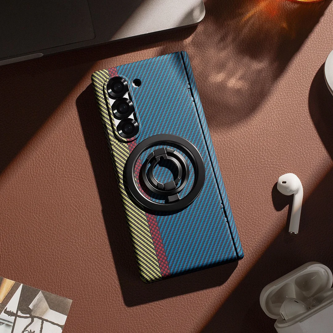 Samsung Z Fold Kevlar Texture Magnetic Holder Phone Case