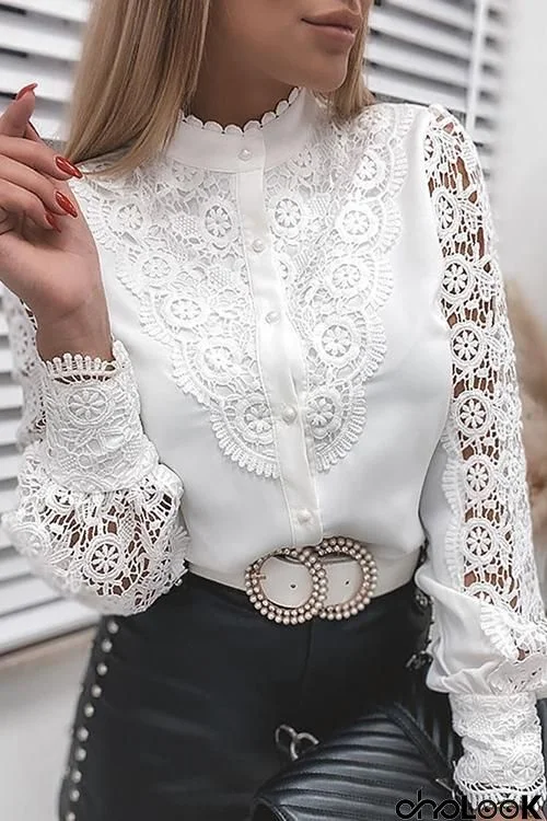 Lace Hollow Button Bouse