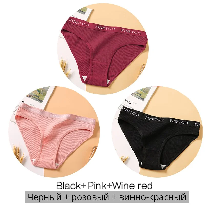 FINETOO Cotton Letter Panties Women M-2XL Casual Briefs Female Underpants Fashion Lady Underwear Girl Soft Panty Women Intimates
