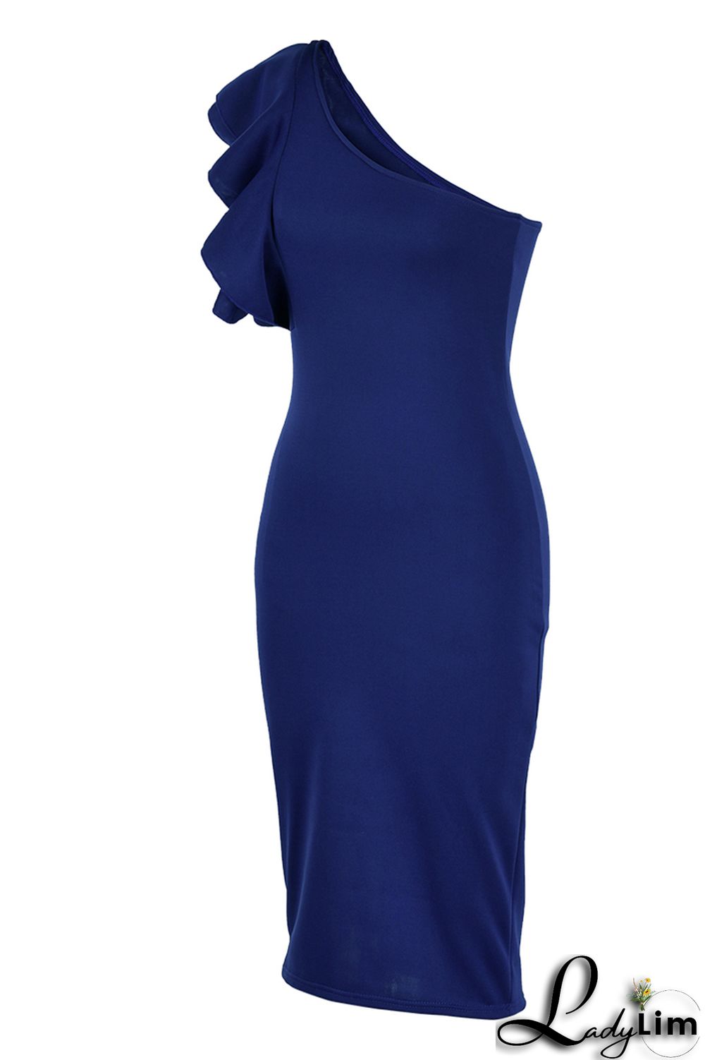 Yellow Fashion Sexy Solid Patchwork Backless One Shoulder Evening Dress