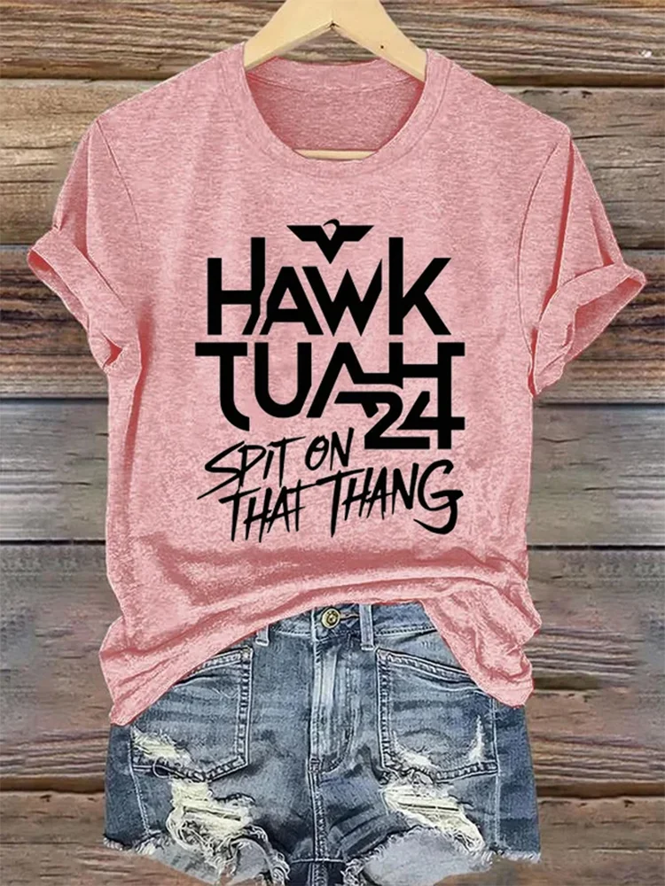 Women's Hawk Tuah Print Casual T-Shirt