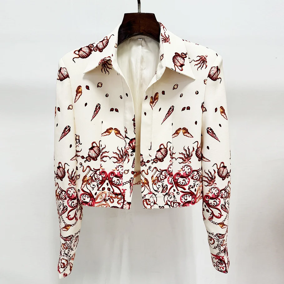 Nigikala Nigikala Early Spring New Underwater World Printing Sling Vest Short Coat + Trousers Set Three-Piece Set