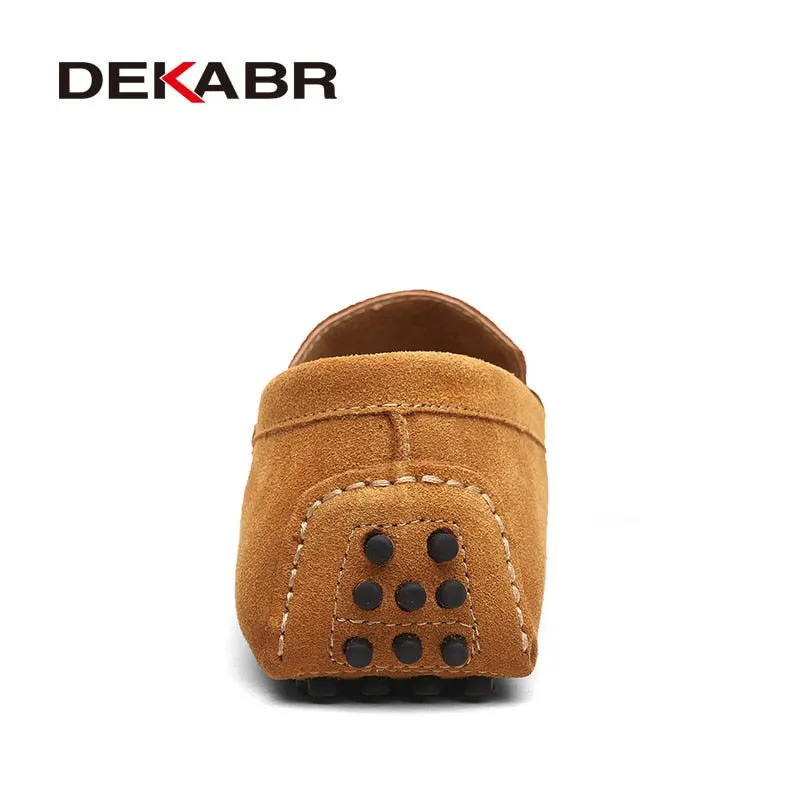 DEKABR Spring Summer NewMen's Loafers Comfortable Flat Casual Shoes Men Breathable Slip-On Soft Leather Driving Shoes Moccasins