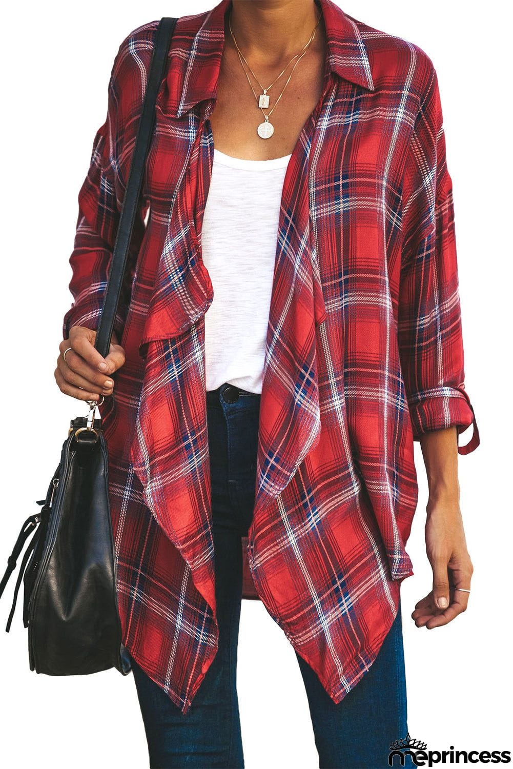 Plaid Drape Cardigan