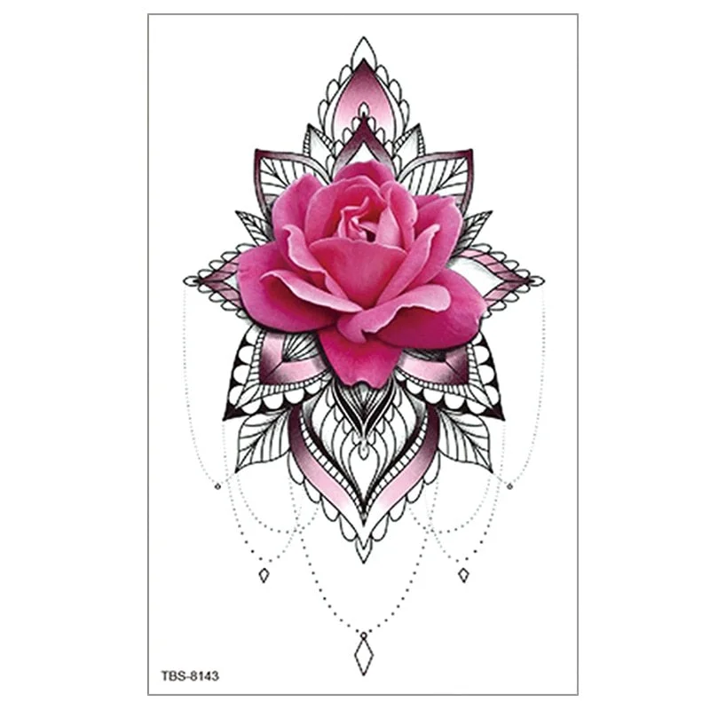 Fake temporary tattoo stickers Violet flowers rose arm shoulder tattoo Sticker Chest waterproof lady women big on body leg men