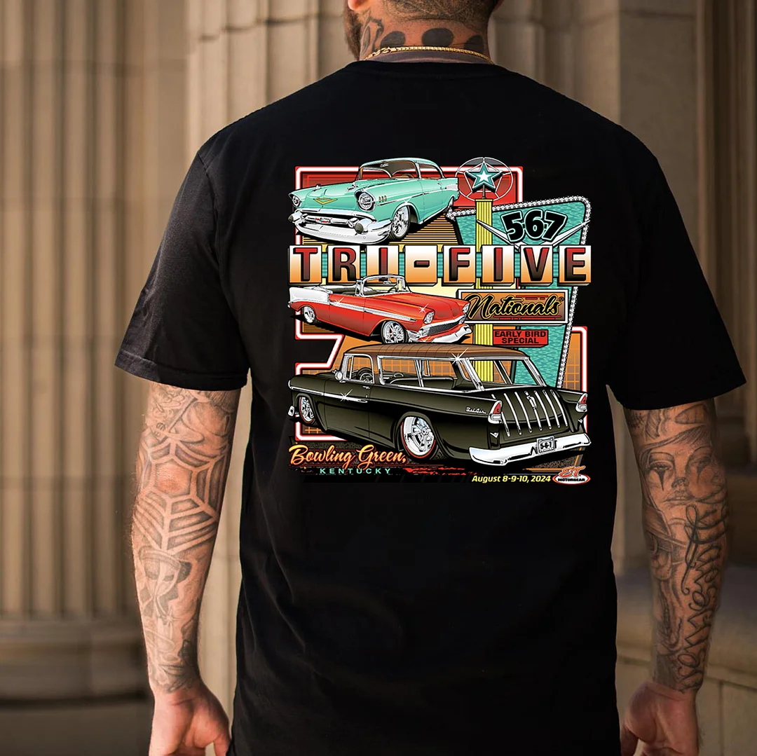 TRI-FIVE NATIONALS Classic Car Print Men's T-shirt