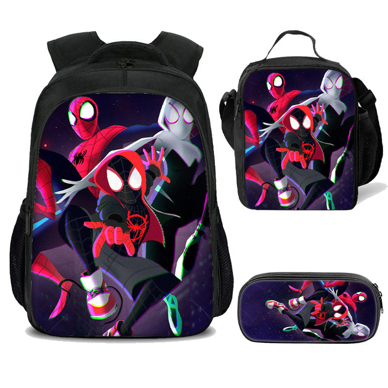 Mayoulove Spider Man  3D  School  Backpack With Lunch bag Pencil Case-Mayoulove