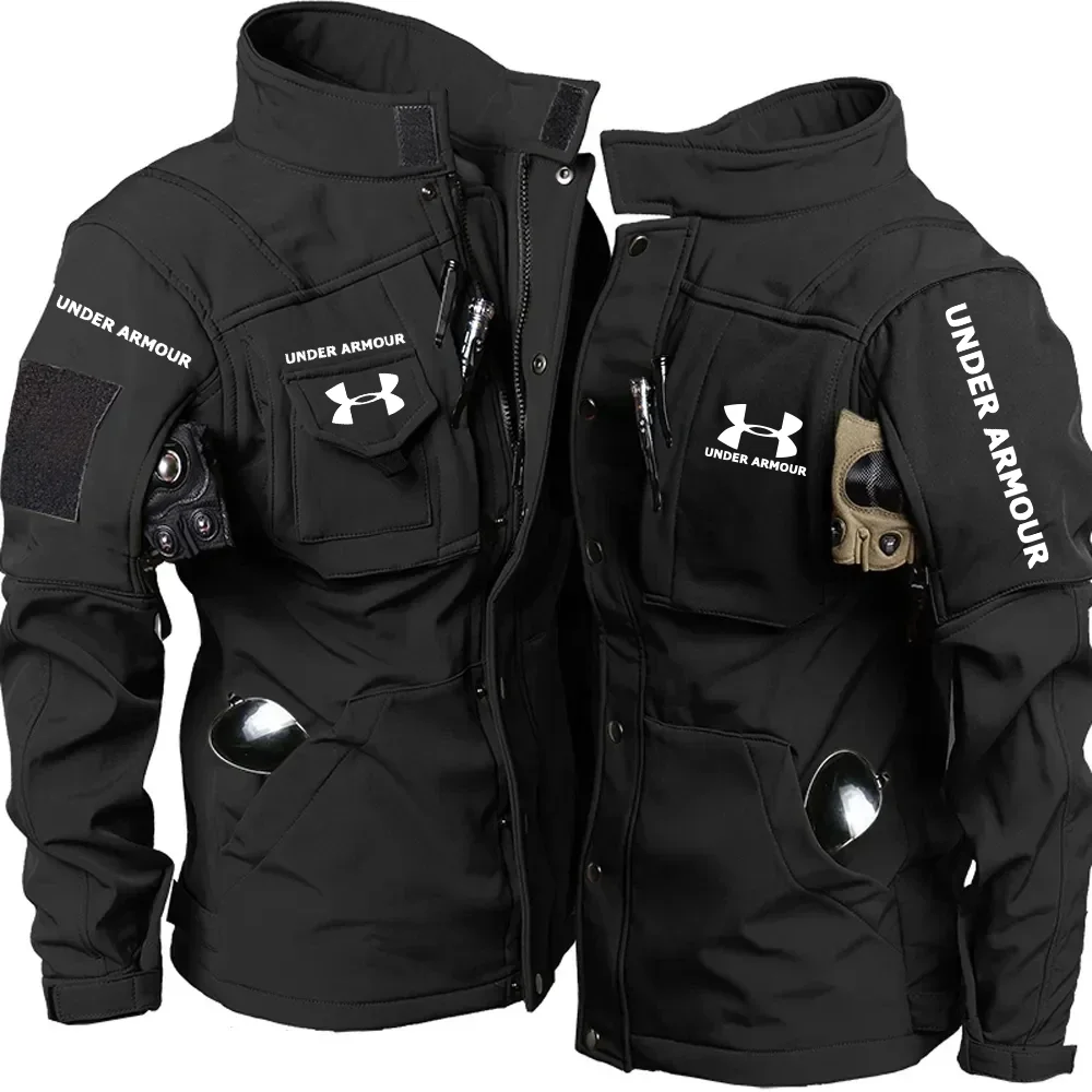 Pánský zimní taktický nepromokavý fleecový oblek s kapucí