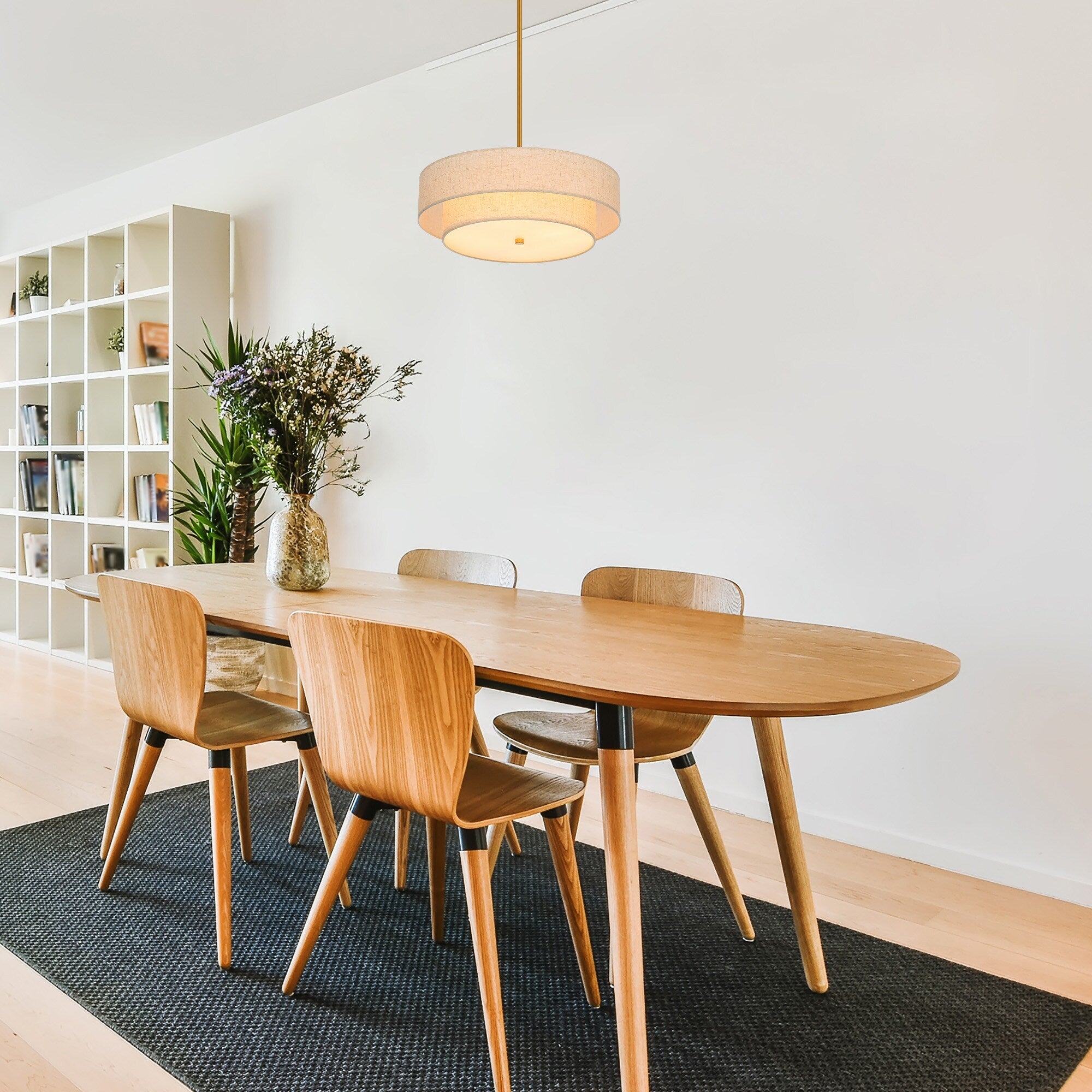 Stylish Drum Living Room Fabric Pendant Light