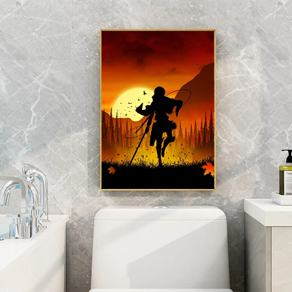 Full Round Diamond Painting 35*50cm - Attack On Titan - Silhouette