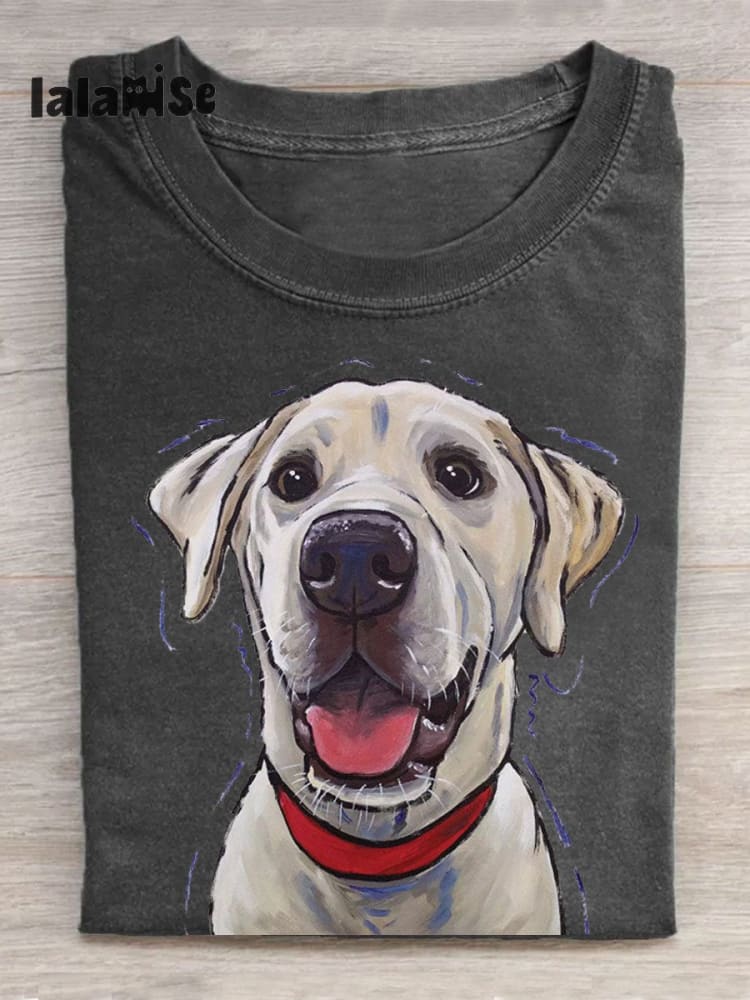 Labrador Smile Print T - Shirt Dark Grey / S