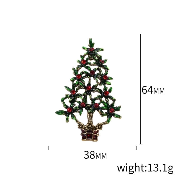 Fashion Pin Christmas Tree Alloy Inlay Rhinestones Women’S Brooches
